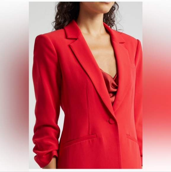 cinq a sept Jackets & Blazers - Cinq a Sept Khloe Crepe Ruched Blazer in Sangria Red Women's Size 10 msrp $395